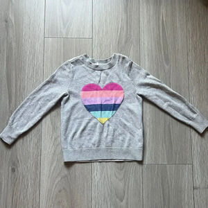 GAP KIDS Girls Gray Sweater with Rainbow Heart Small